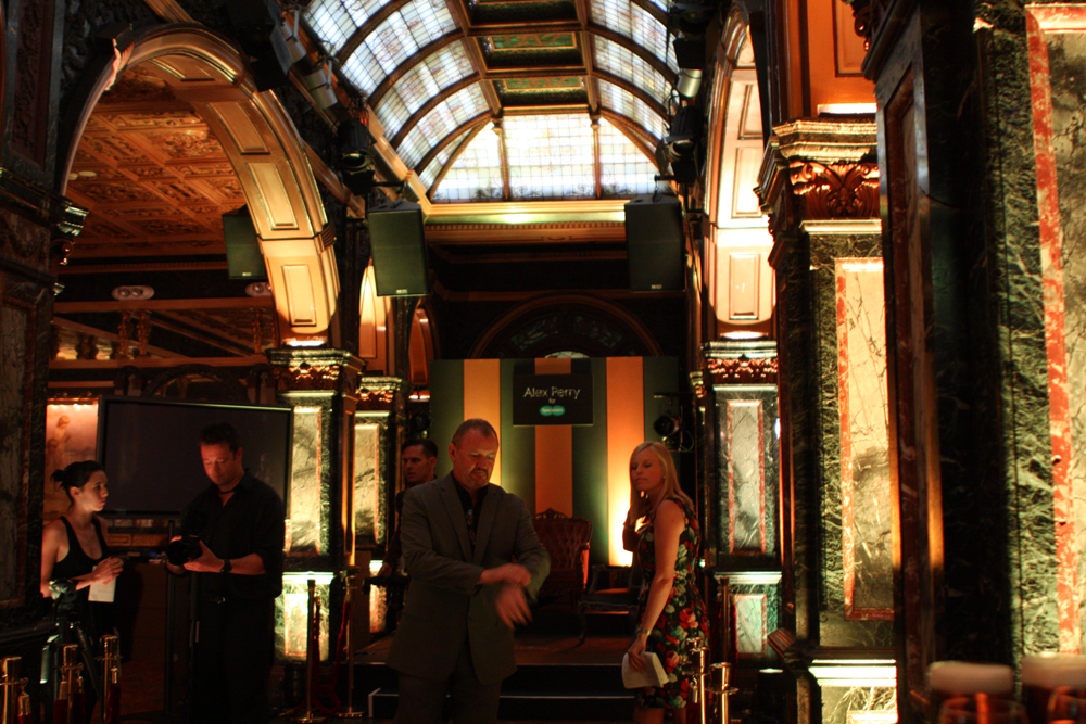 Marble columns, arches and the vaulted ceiling inside Hilton Sydney’s Marble Bar during a 2012 event.